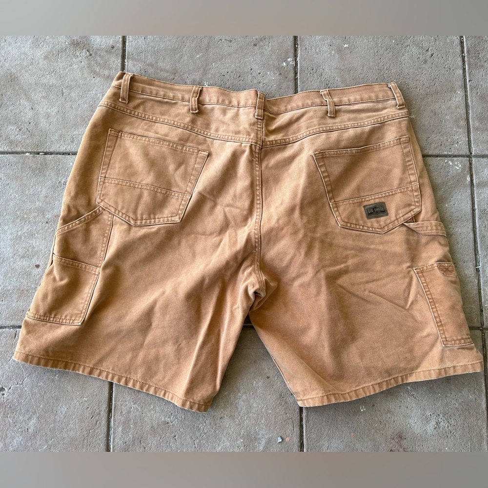 Big Smith Carpenter Work Shorts Camel Brown Duck Canvas Size 44x9.5-measured